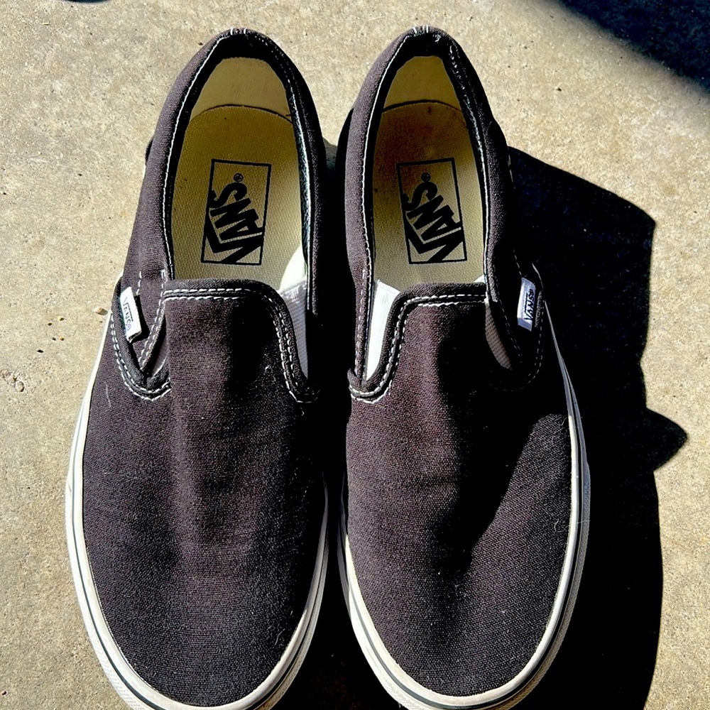 Vans black slip ons